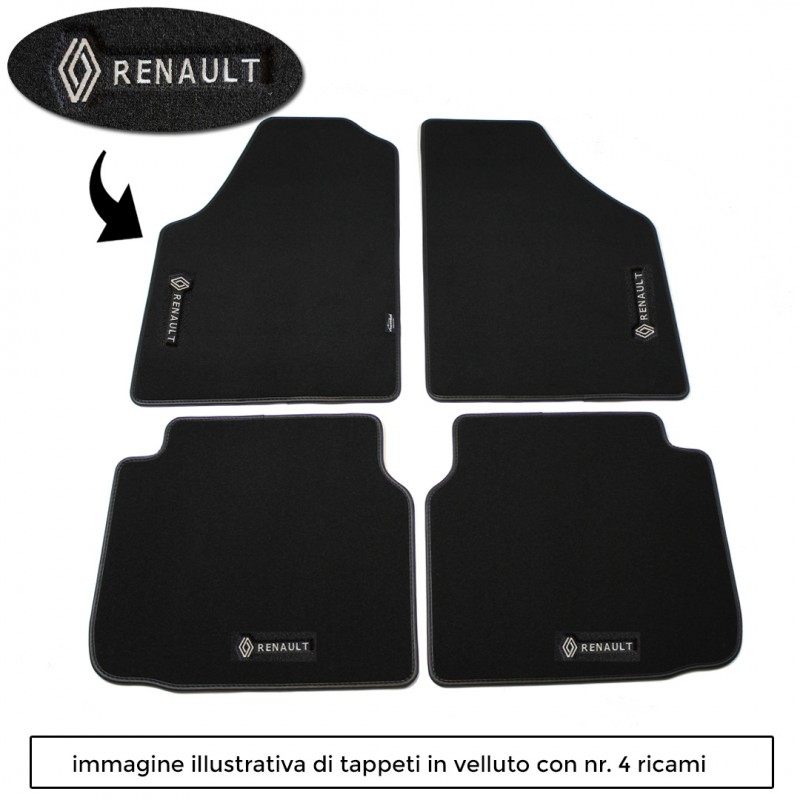 Logo Renault con 4 ricami diretti su tappeti anteriori e posteriori
