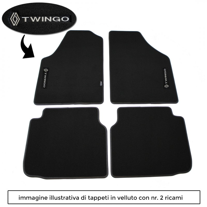 Logo TWINGO con 2 ricami diretti su tappeti anteriori