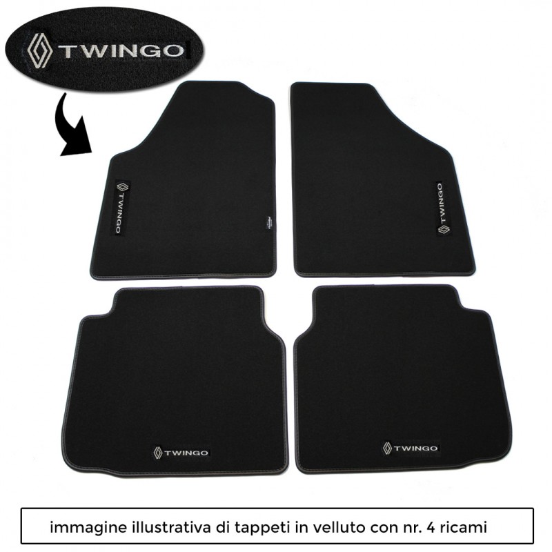 Logo TWINGO con 4 ricami diretti su tappeti anteriori e posteriori
