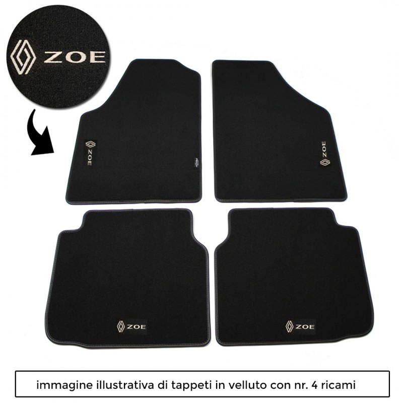 Logo ZOE con 4 ricami diretti su tappeti anteriori e posteriori