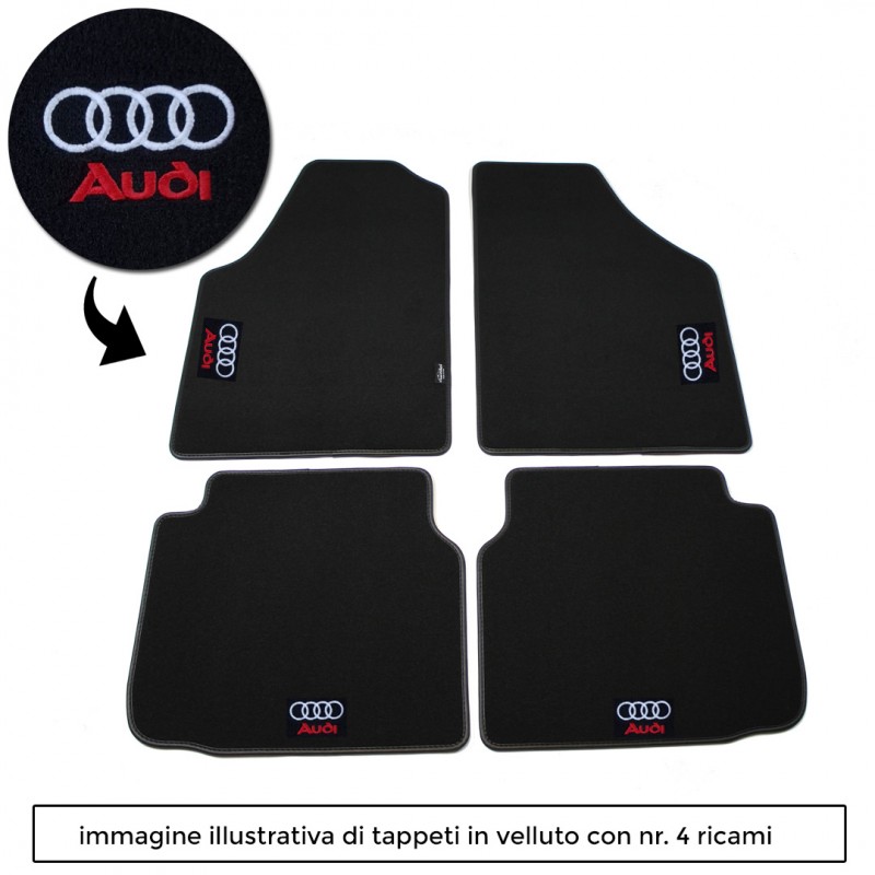 Logo Audi con 4 ricami diretti su tappeti anteriori e posteriori