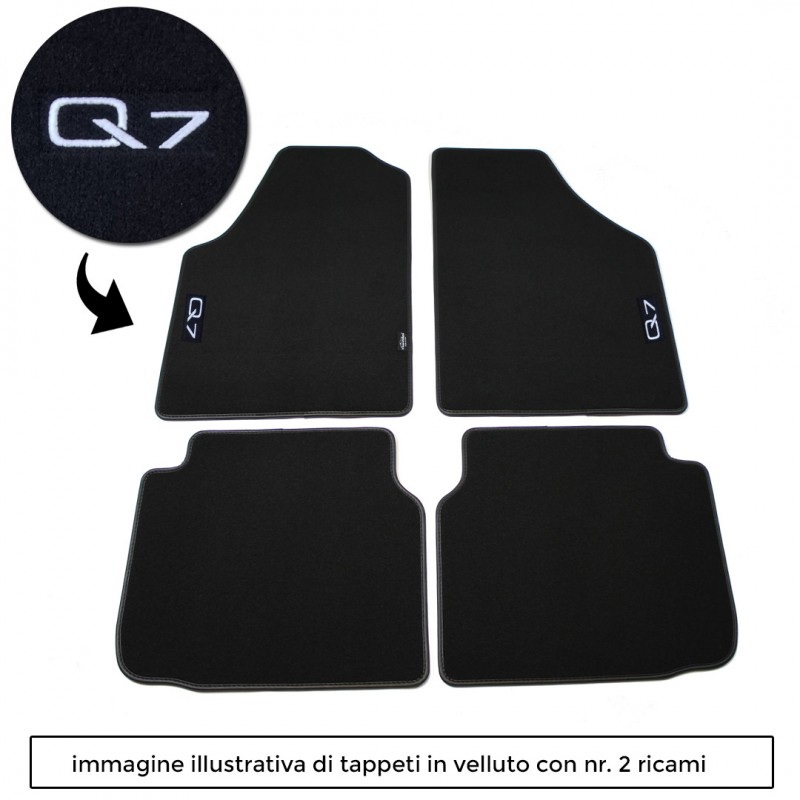 Logo Q7 con 2 ricami diretti su tappeti anteriori