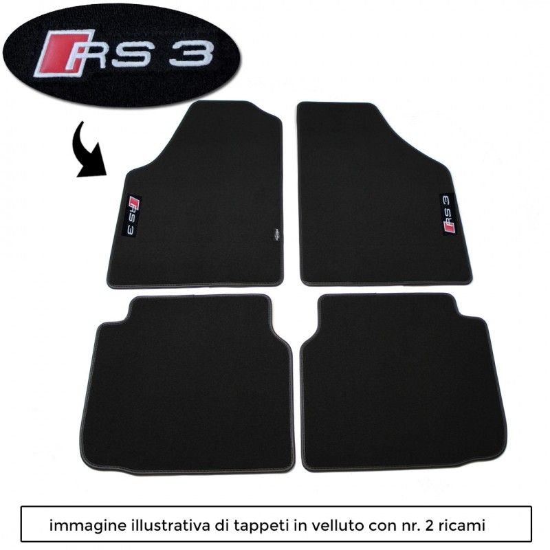 Logo RS3 con 2 ricami diretti su tappeti anteriori