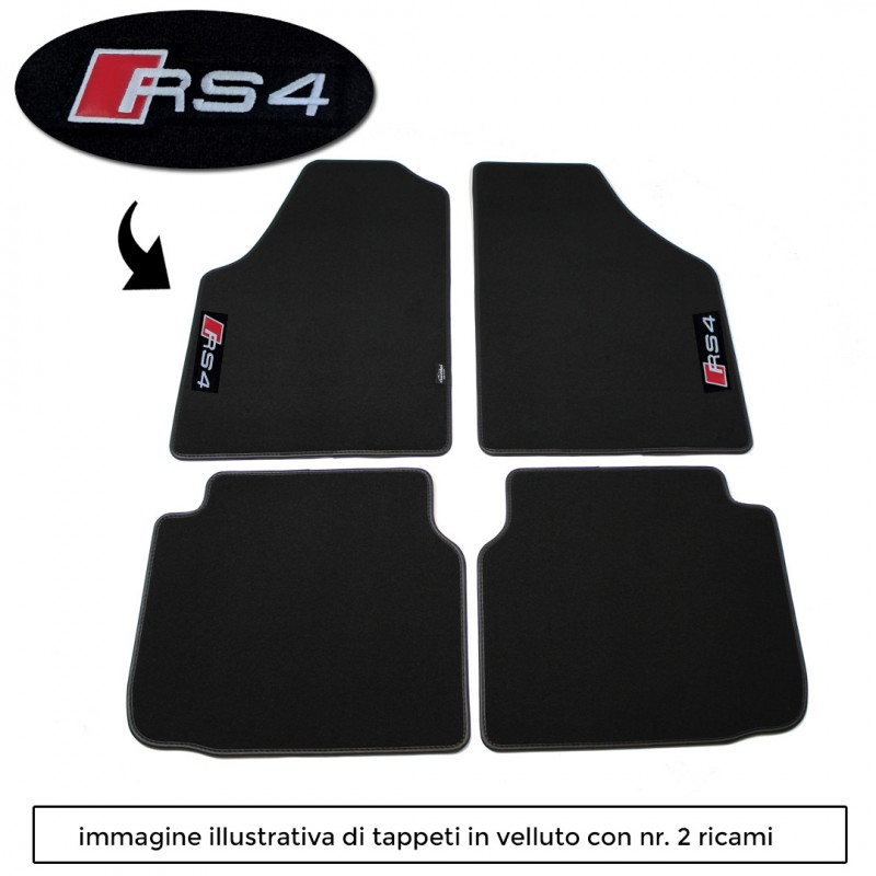 Logo RS4 con 2 ricami diretti su tappeti anteriori