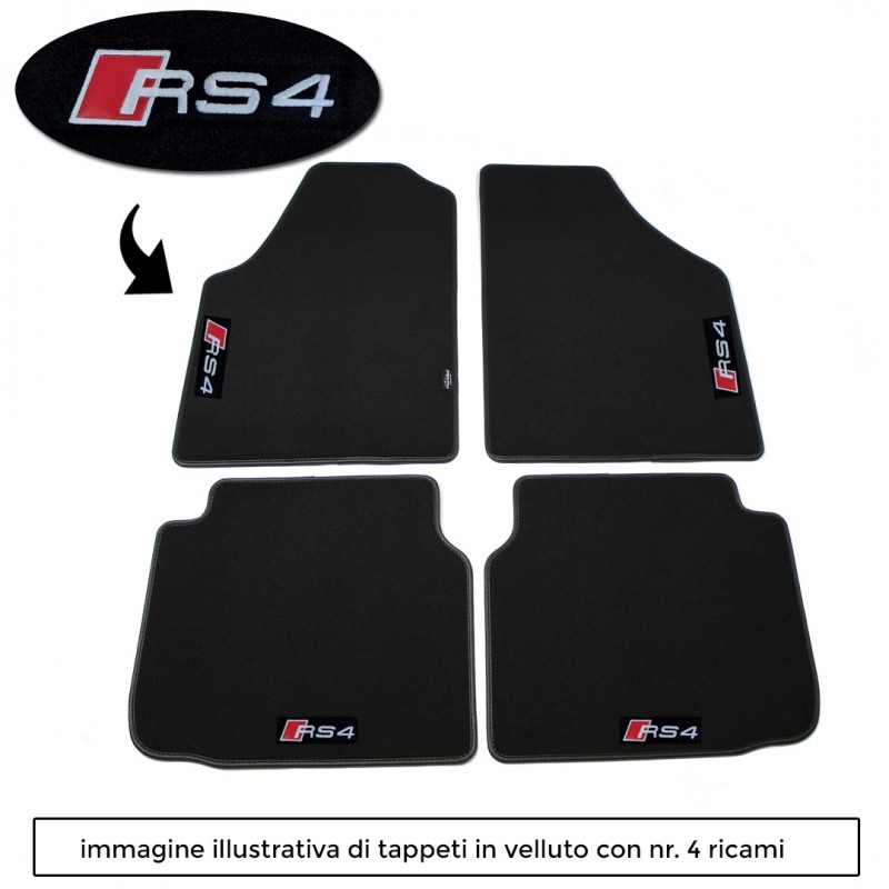 Logo RS4 con 4 ricami diretti su tappeti anteriori e posteriori