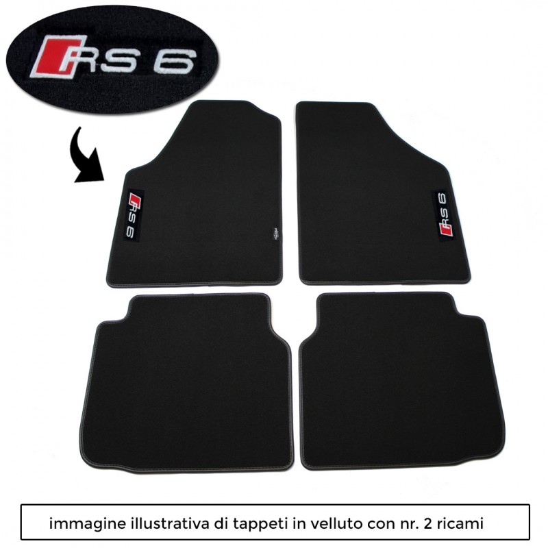 Logo RS6 con 2 ricami diretti su tappeti anteriori