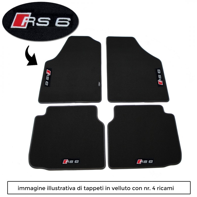 Logo RS6 con 4 ricami diretti su tappeti anteriori e posteriori