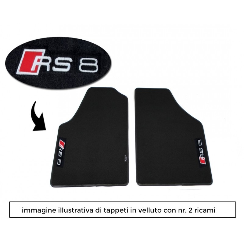 Logo RS8 con 2 ricami diretti su tappeti anteriori