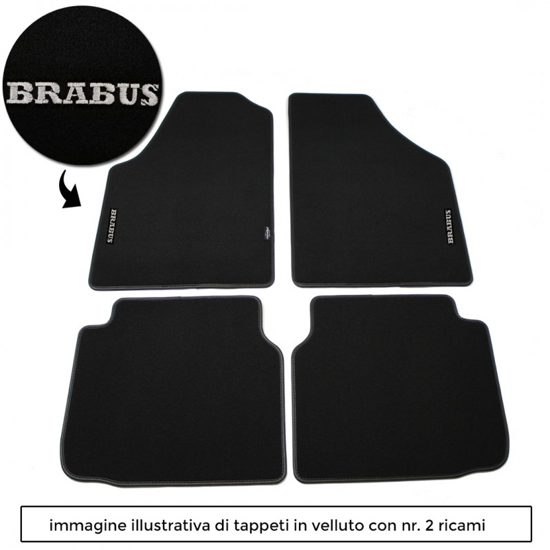 Logo BRABUS - ARGENTO - con 2 ricami diretti su tappeti anteriori