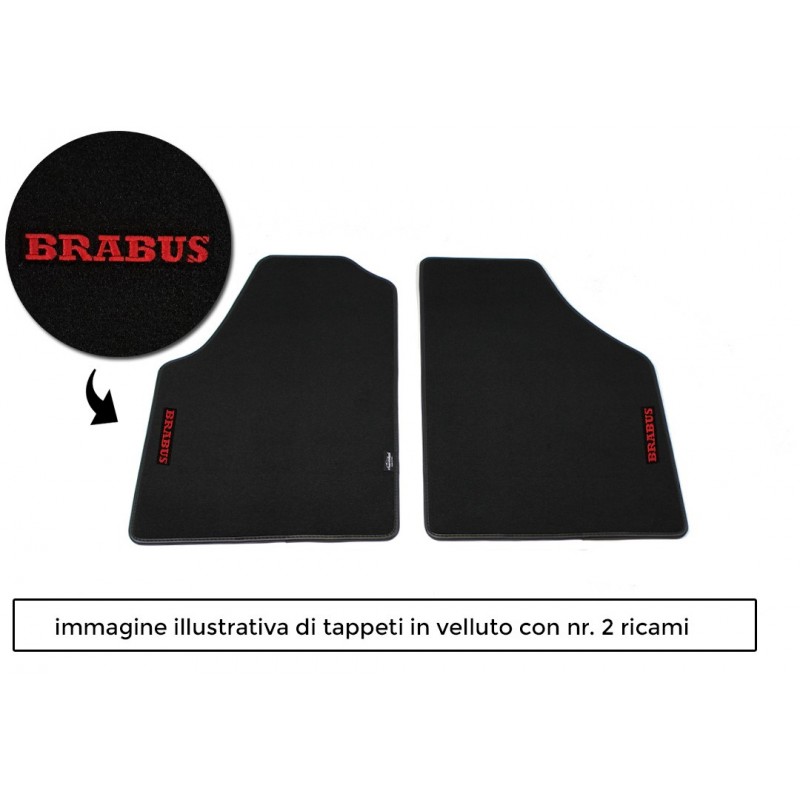 Logo BRABUS - ROSSO - 2 POSTI con 2 ricami diretti su tappeti anteriori