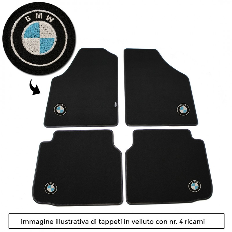 Logo BMW con 4 ricami diretti su tappeti anteriori e posteriori