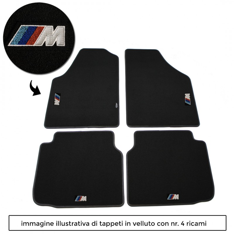 Logo BMW M con 4 ricami diretti su tappeti anteriori e posteriori