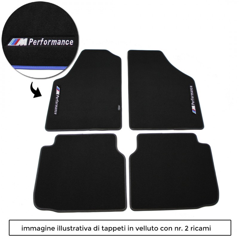 Logo BMW M PERFORMANCE con 2 ricami diretti su tappeti anteriori