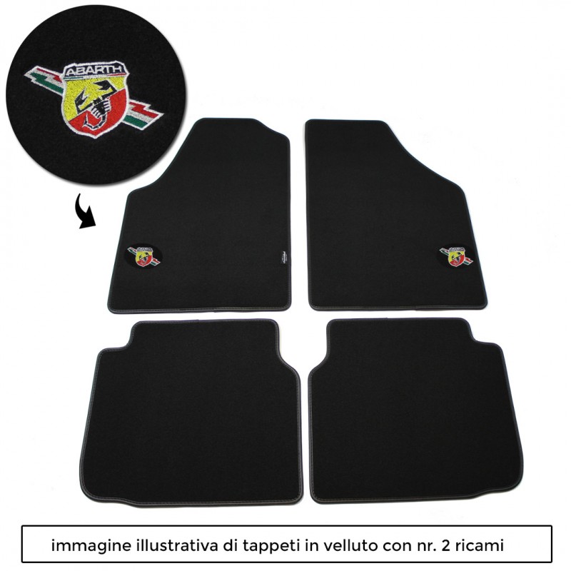 Logo Abarth scudetto con 2 ricami diretti su tappeti anteriori