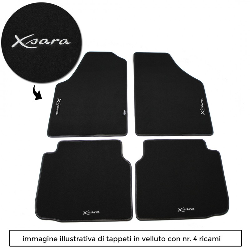 Logo XSARA con 4 ricami diretti su tappeti anteriori e posteriori