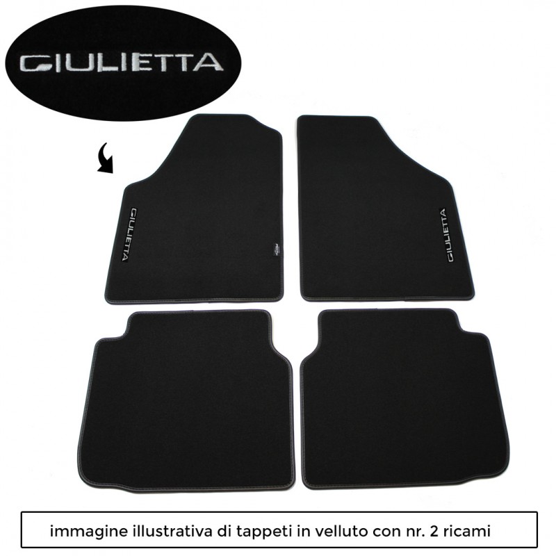 Logo Giulietta con 2 ricami diretti su tappeti anteriori