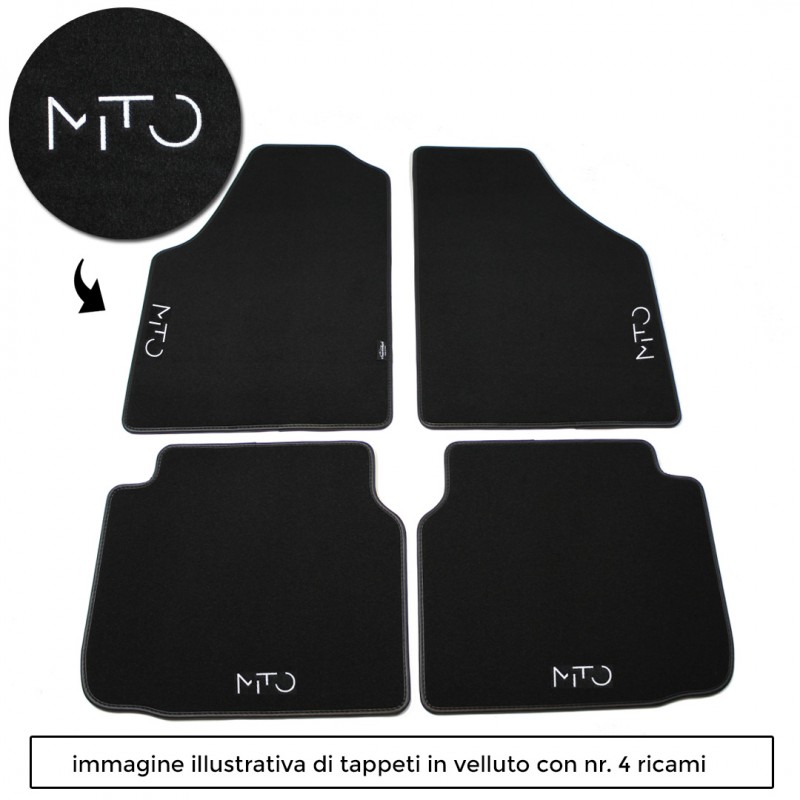 Logo Mito con 4 ricami diretti su tappeti anteriori e posteriori