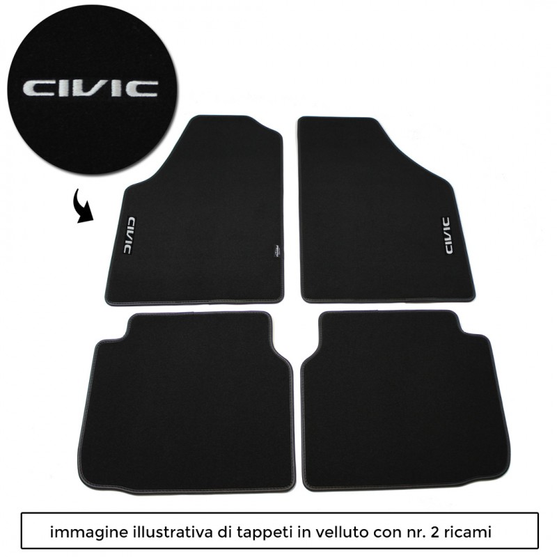 Logo CIVIC con 2 ricami diretti su tappeti anteriori