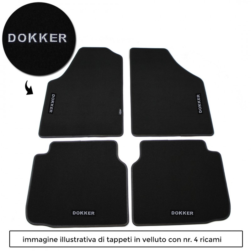 Logo DOKKER con 4 ricami diretti su tappeti anteriori e posteriori