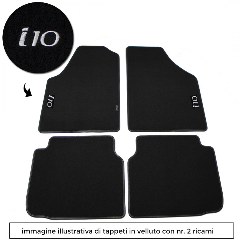 Logo i10 con 2 ricami diretti su tappeti anteriori