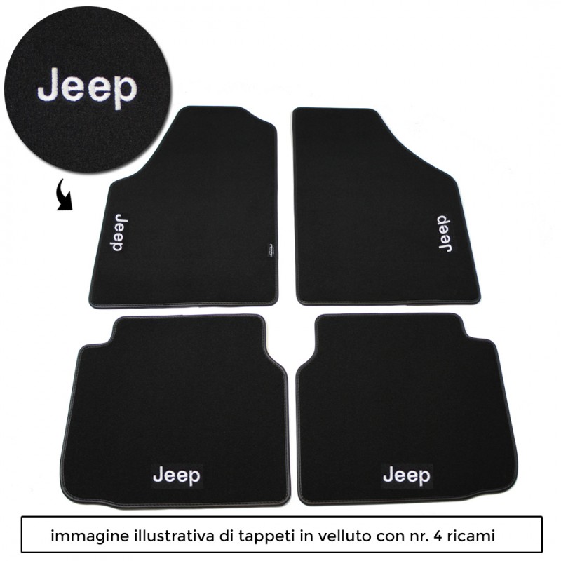 Logo JEEP con 4 ricami diretti su tappeti anteriori e posteriori