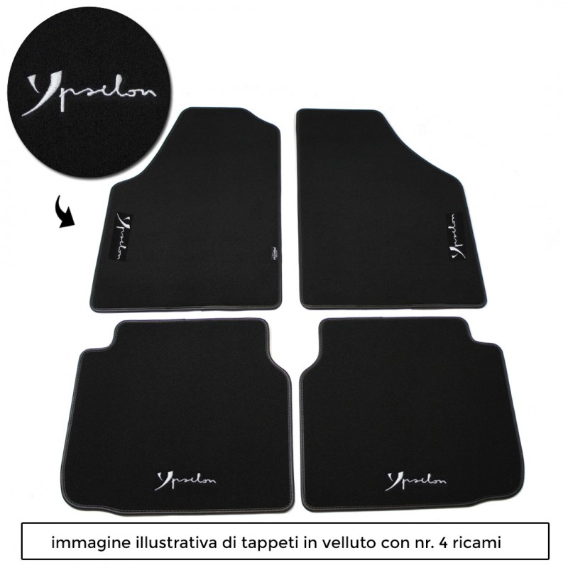Logo YPSILON con 4 ricami diretti su tappeti anteriori e posteriori