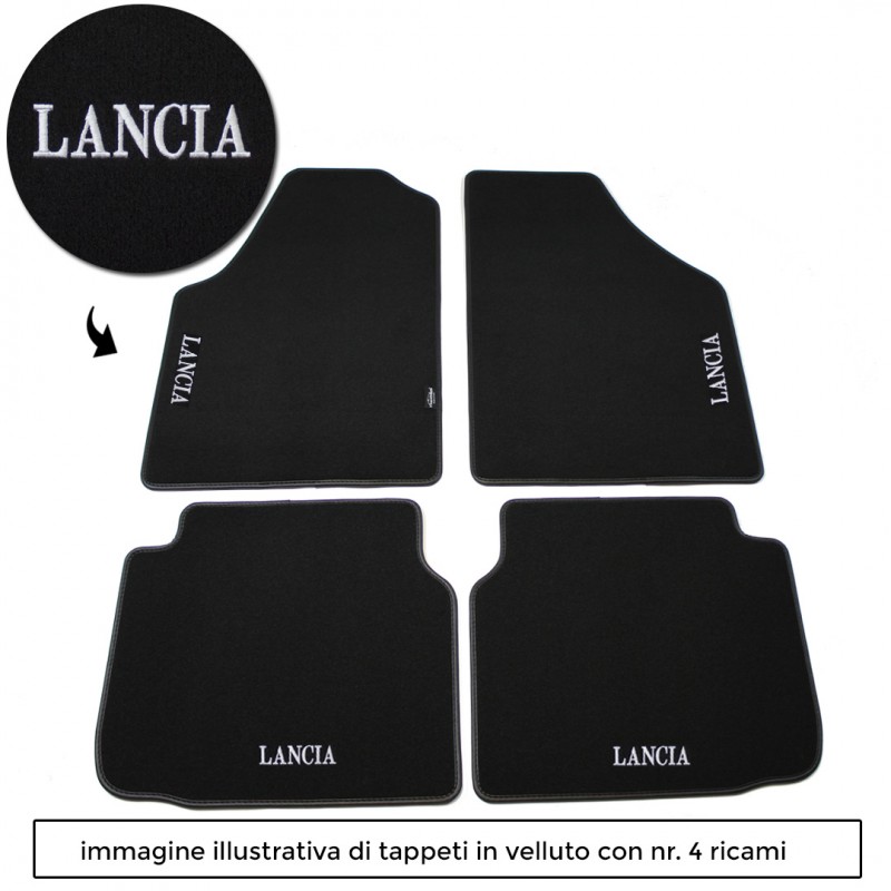 Logo LANCIA con 4 ricami diretti su tappeti anteriori e posteriori