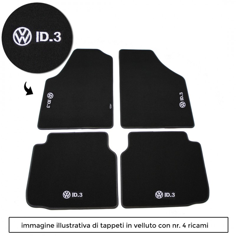 Logo ID.3 con 4 ricami diretti su tappeti anteriori e posteriori