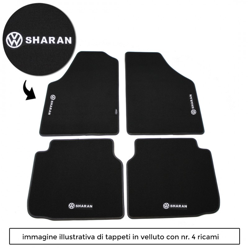 Logo SHARAN con 4 ricami diretti su tappeti anteriori e posteriori