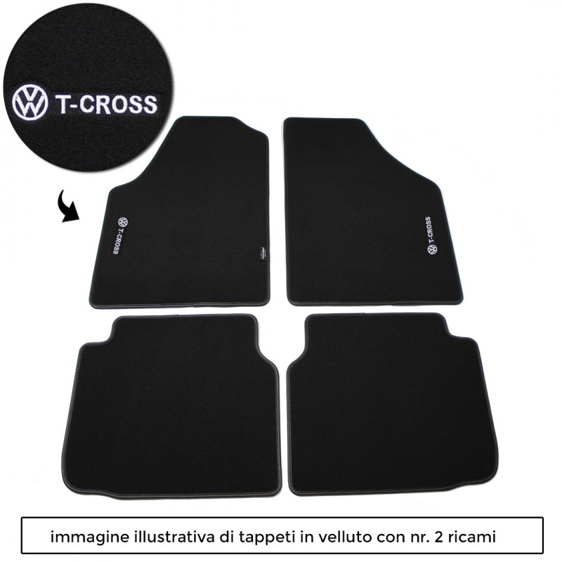 Logo T-CROSS con 2 ricami diretti su tappeti anteriori