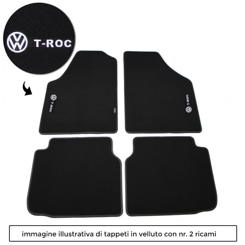 Logo T-ROC con 2 ricami diretti su tappeti anteriori