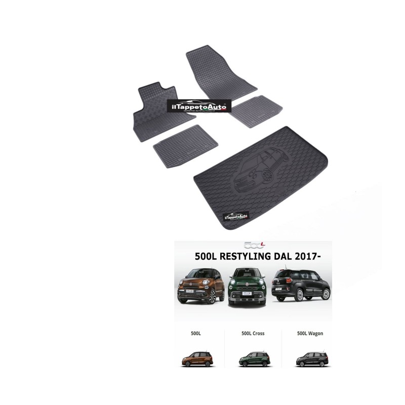 F903157-157B-807066 - KIT GOMMA tappeti abitacolo e baule per Fiat 500L dal  2012-, Rest. 2017