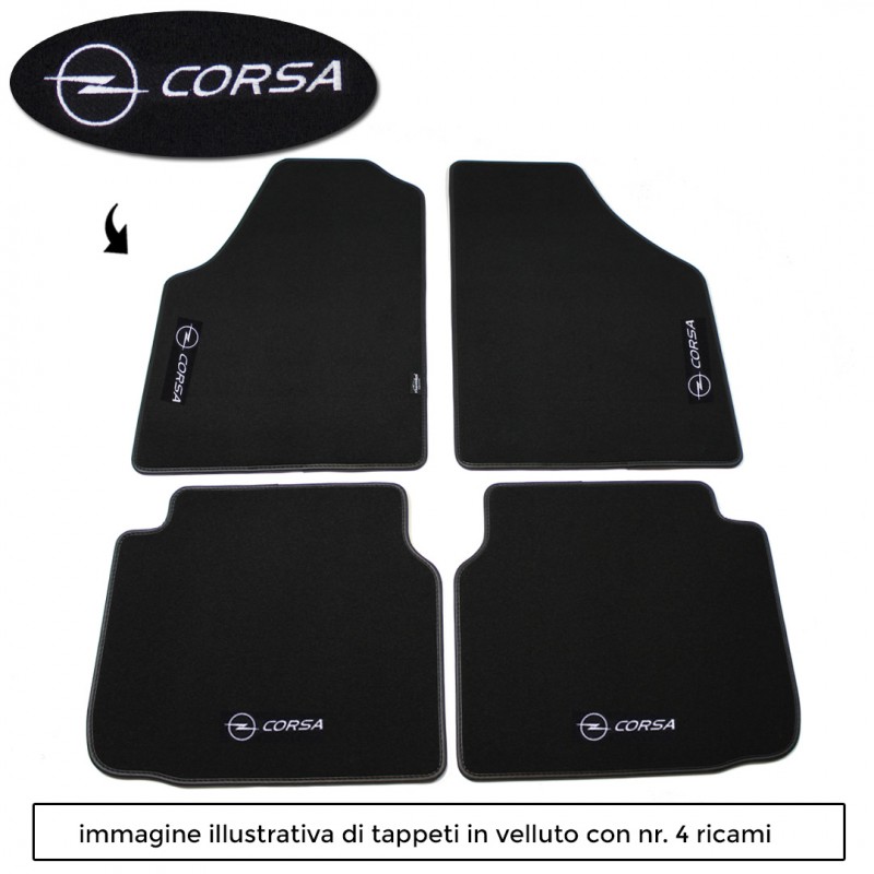 Logo CORSA con 4 ricami diretti su tappeti anteriori e posteriori