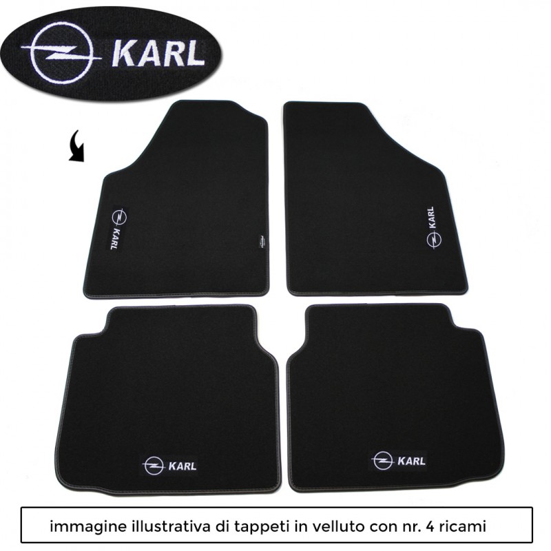 Logo KARL con 4 ricami diretti su tappeti anteriori e posteriori