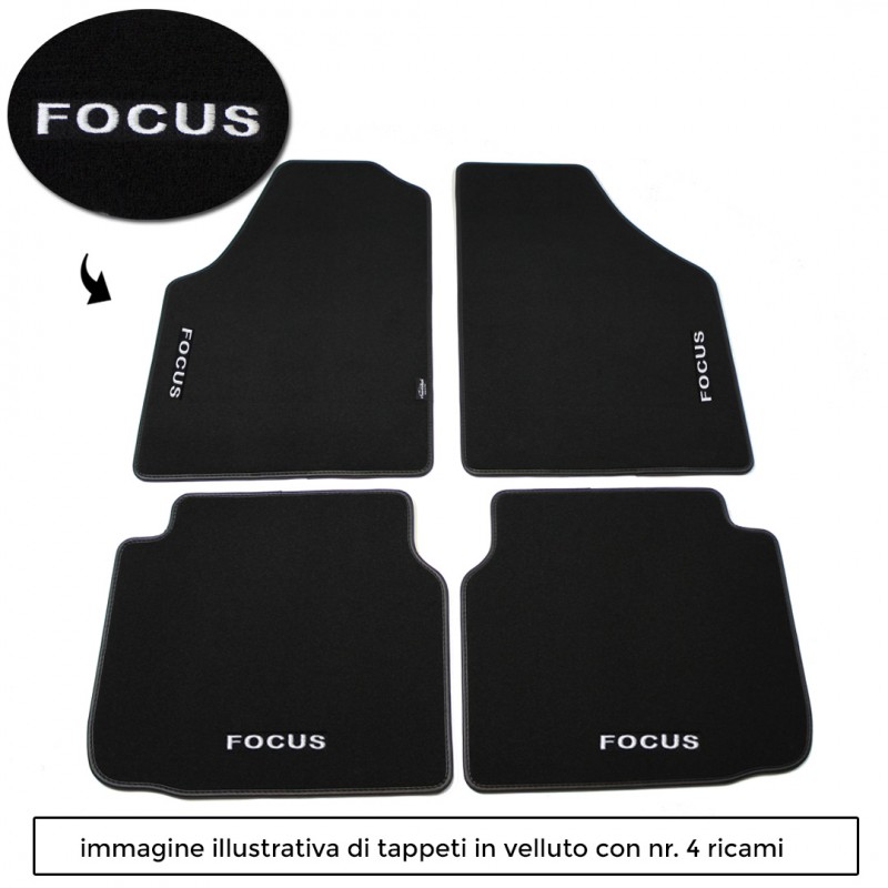 Logo FOCUS con 4 ricami diretti su tappeti anteriori e posteriori